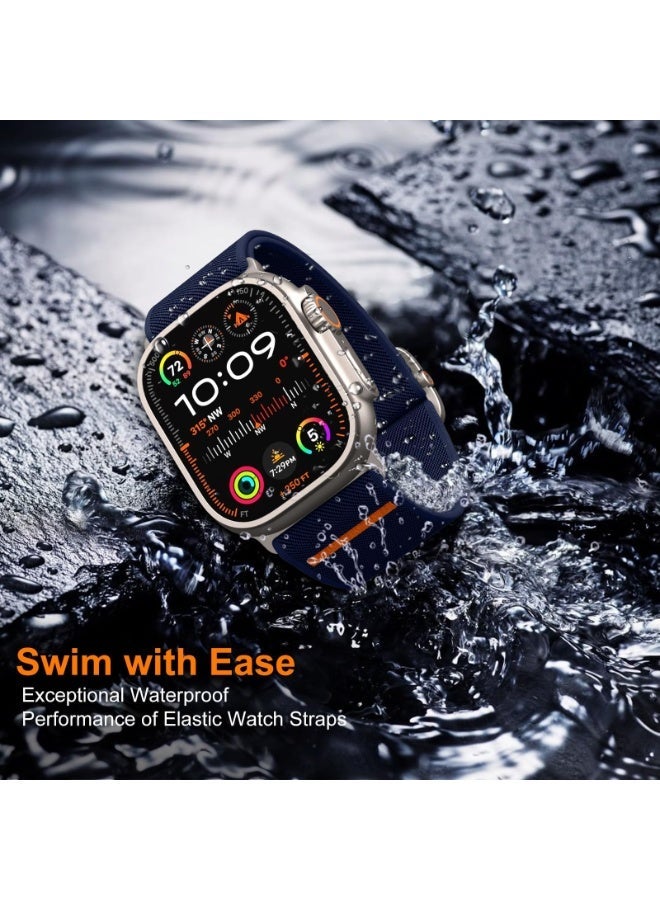 Adjustable Nylon Strap For Apple Watch Series 10/9/8/7/6/5/Ultra 2/Ultra - 49mm 44mm 45mm 42mm 46mm With metal buckle (Blue) - Image 3